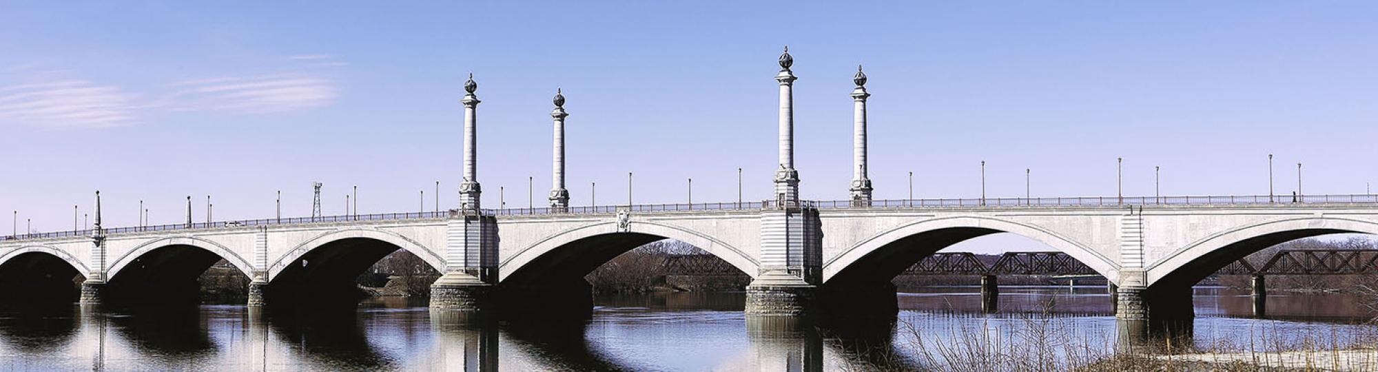 Hampden County Memorial Bridge, viewed from the Springfield side of the Connecticut River.