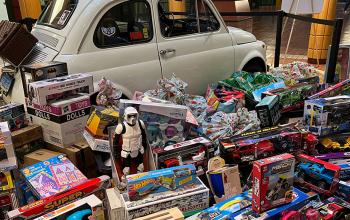 The Fiat car with donated presents