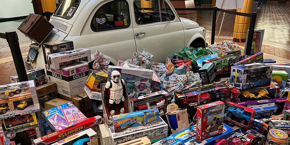 The Fiat car with donated presents