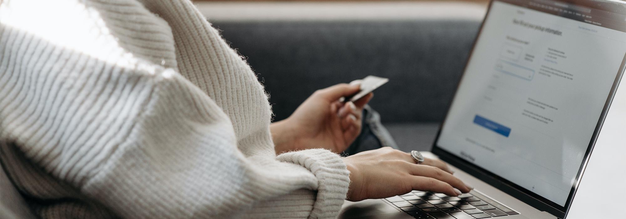 Woman using online banking