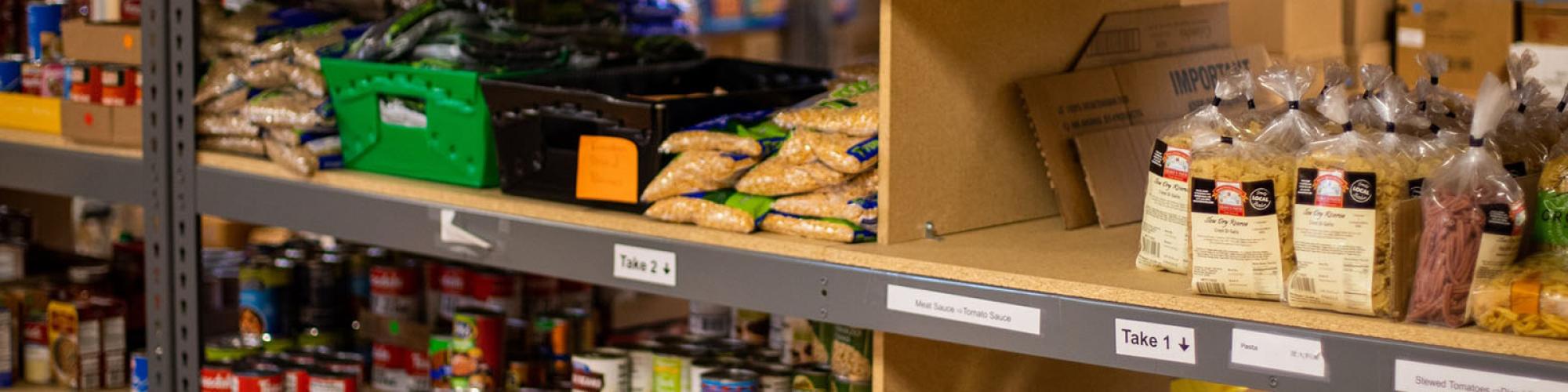 Shelves of food.