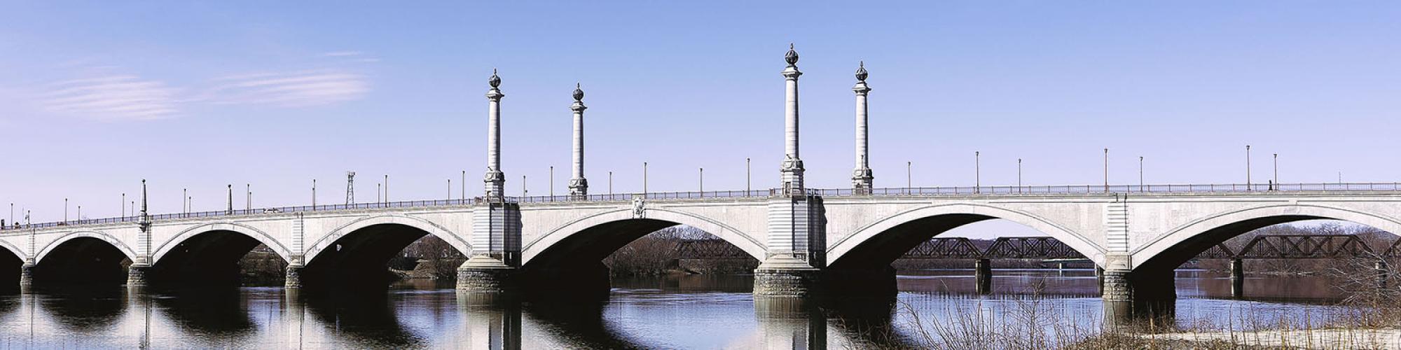 Hampden County Memorial Bridge, viewed from the Springfield side of the Connecticut River.