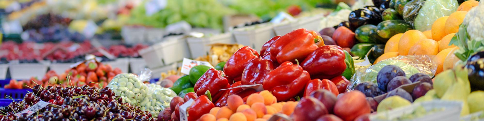 Produce arranged in a store