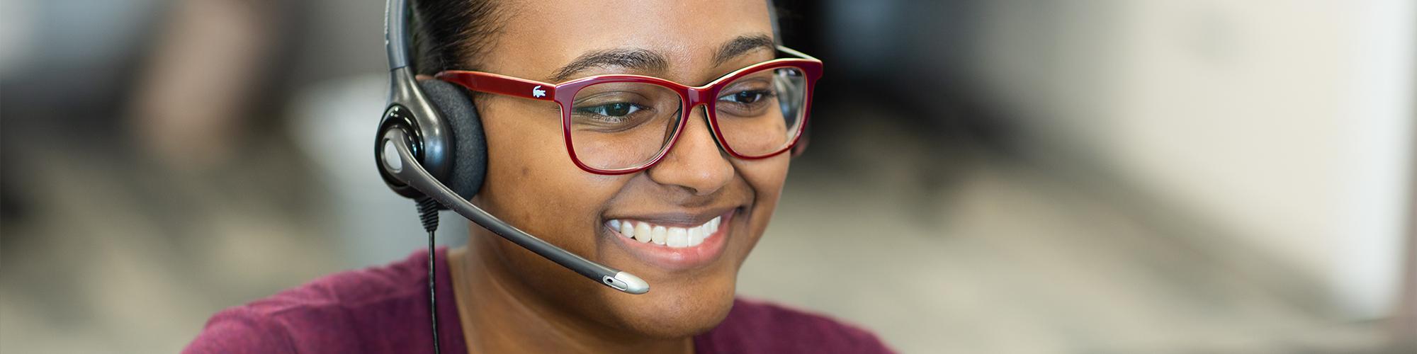 Woman in call center
