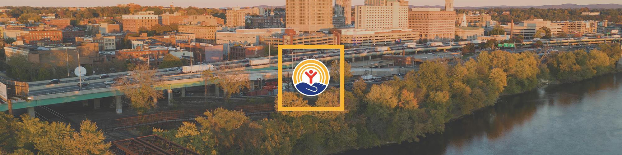 Springfield skyline and UWPV logo