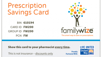 A Familywize prescription discount card.