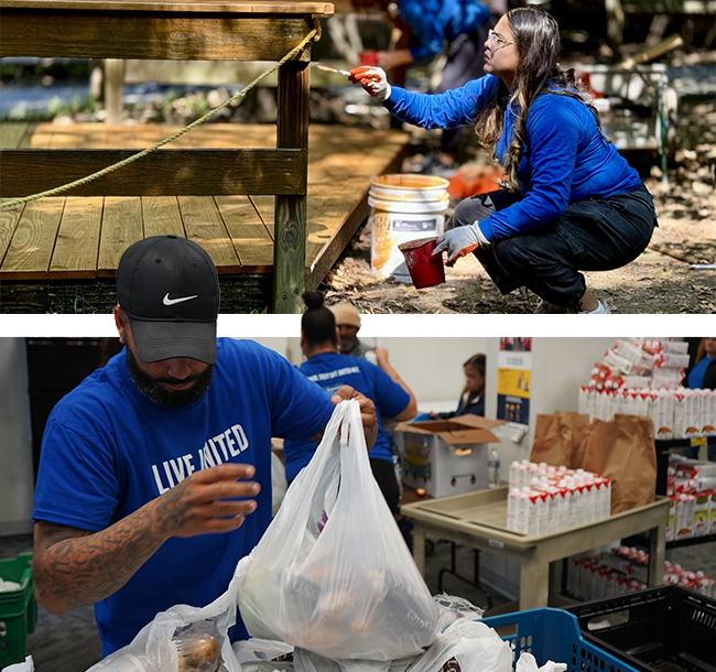 Volunteers participating in various needs through the county